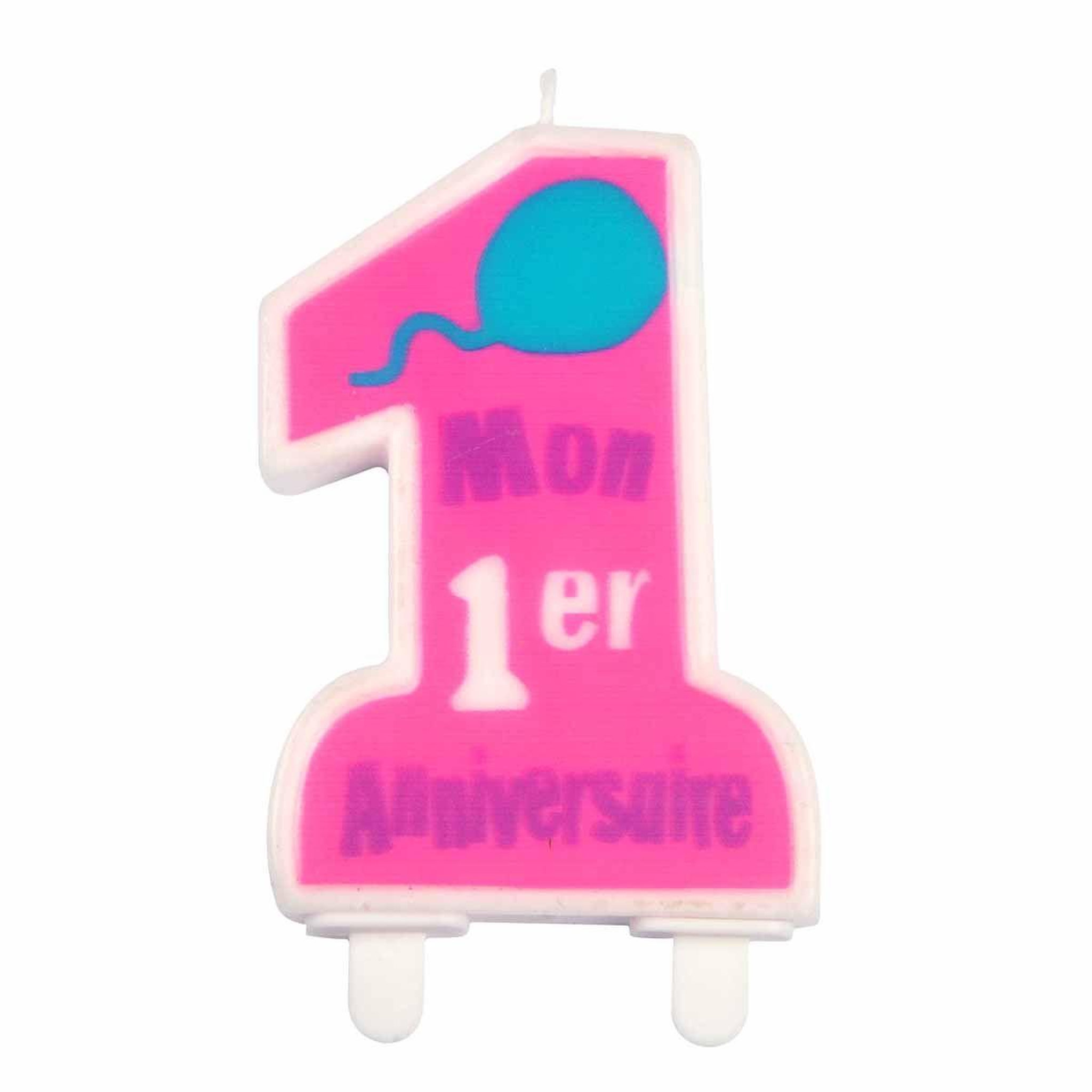 HOMEA Bougie  Mon Premier Anniversaire  9cm Rose