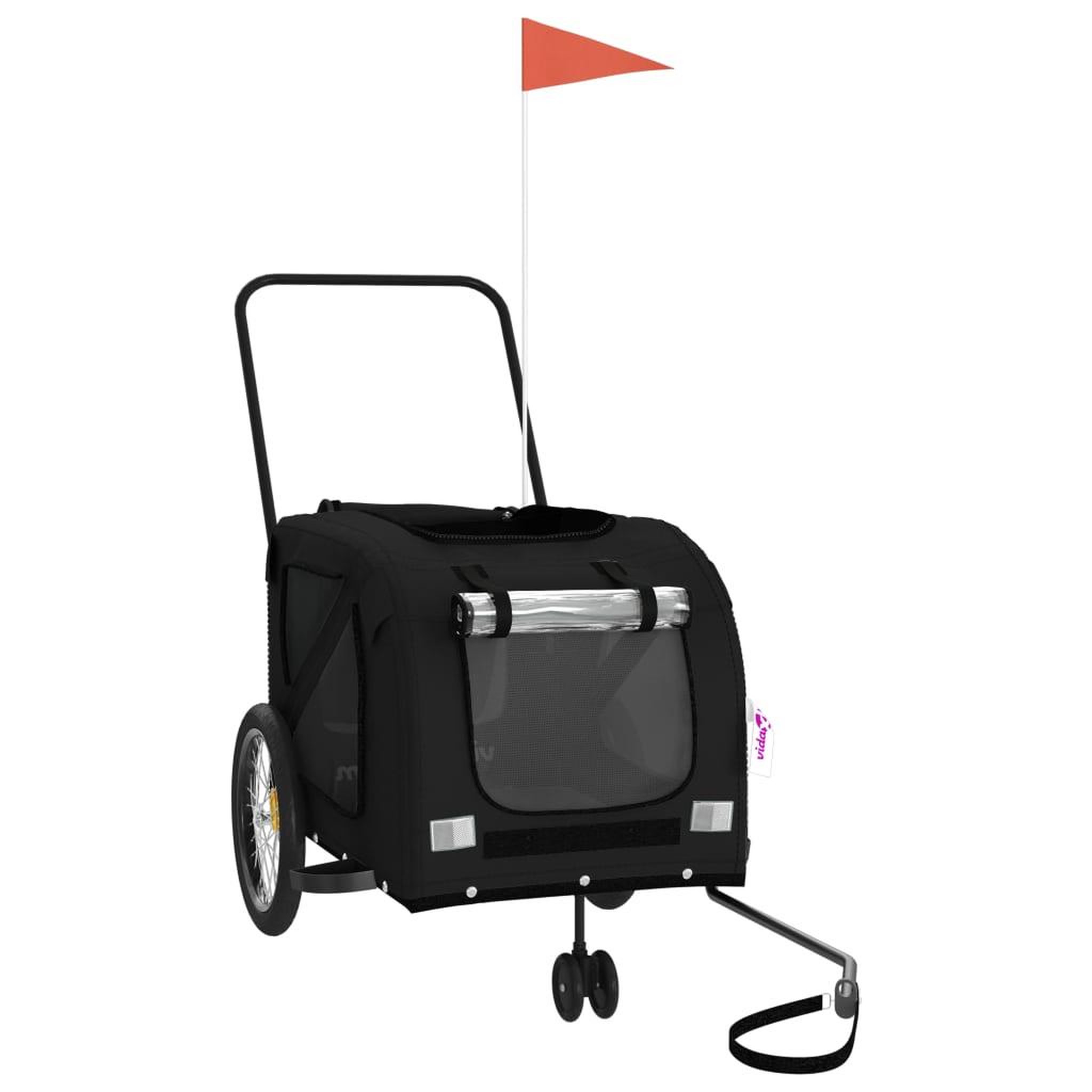 Voir la diapositive 3 : VIDAXL Remorque de velo pour animaux de compagnie noir