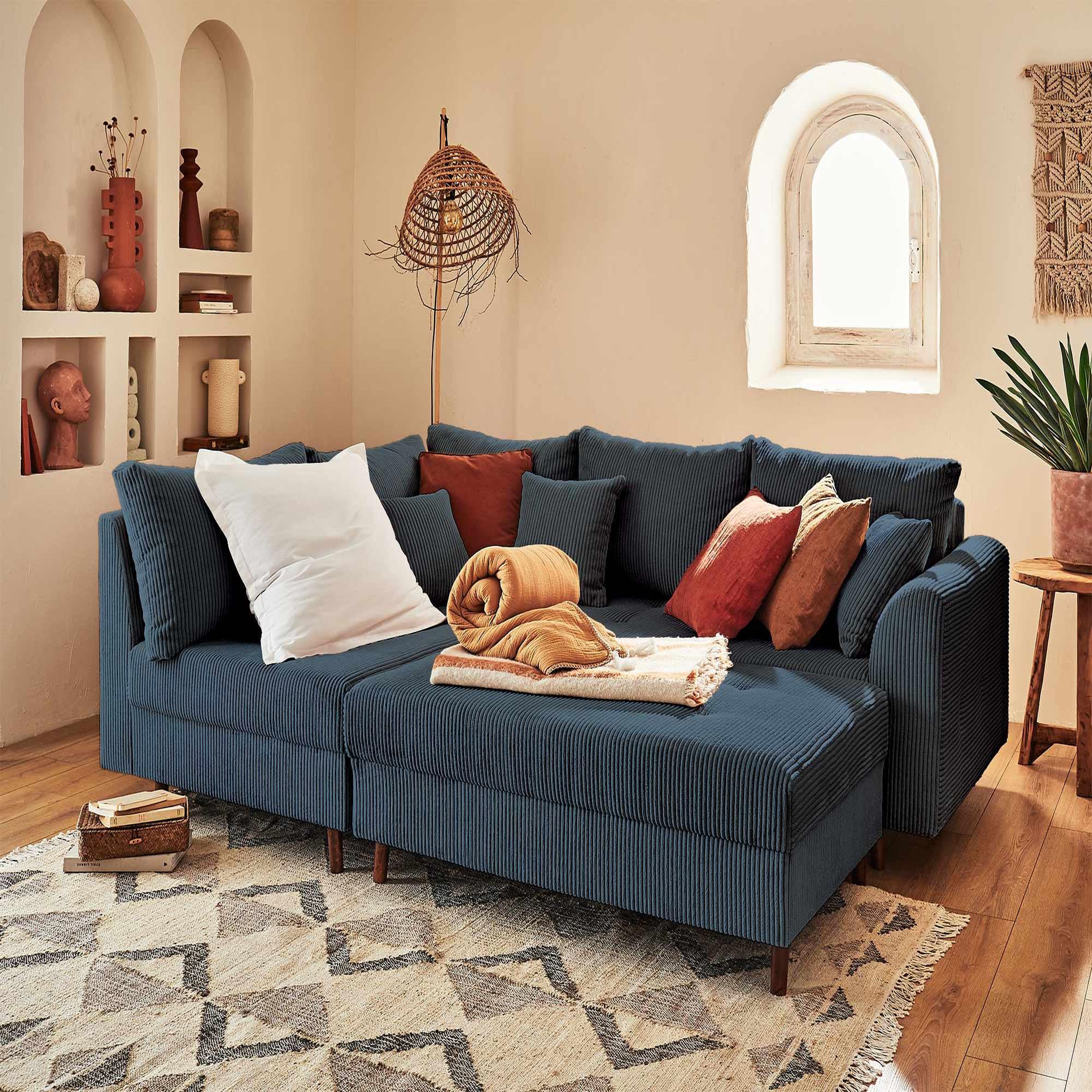 Voir la diapositive 4 : LISA DESIGN Rune - pouf modulable - en velours côtelé