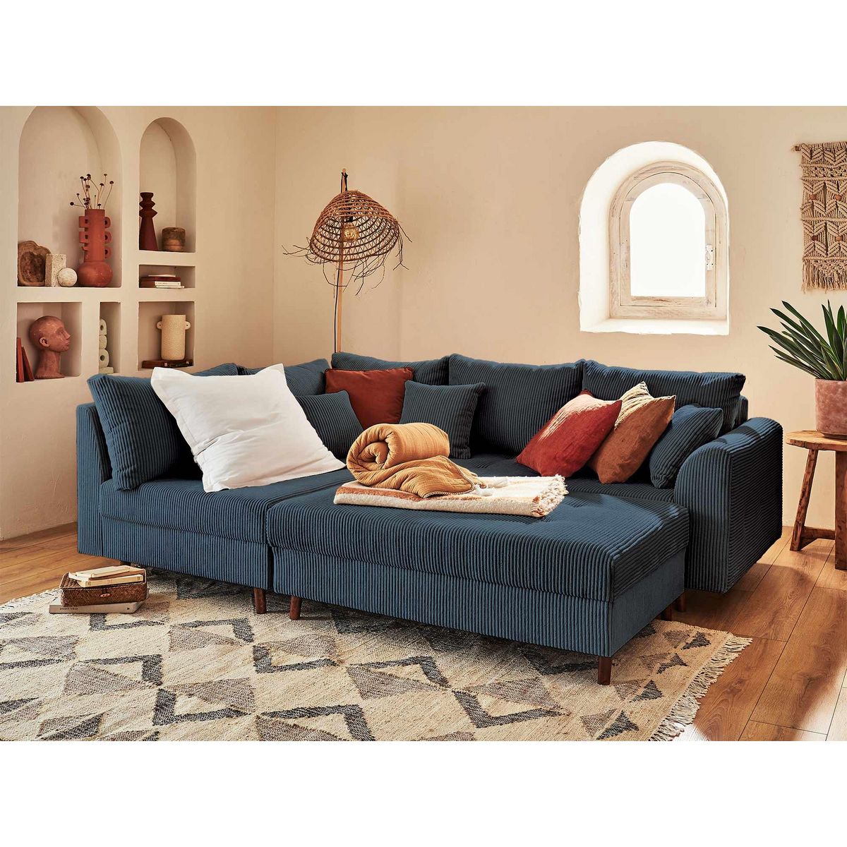 LISA DESIGN Rune - pouf modulable - en velours côtelé