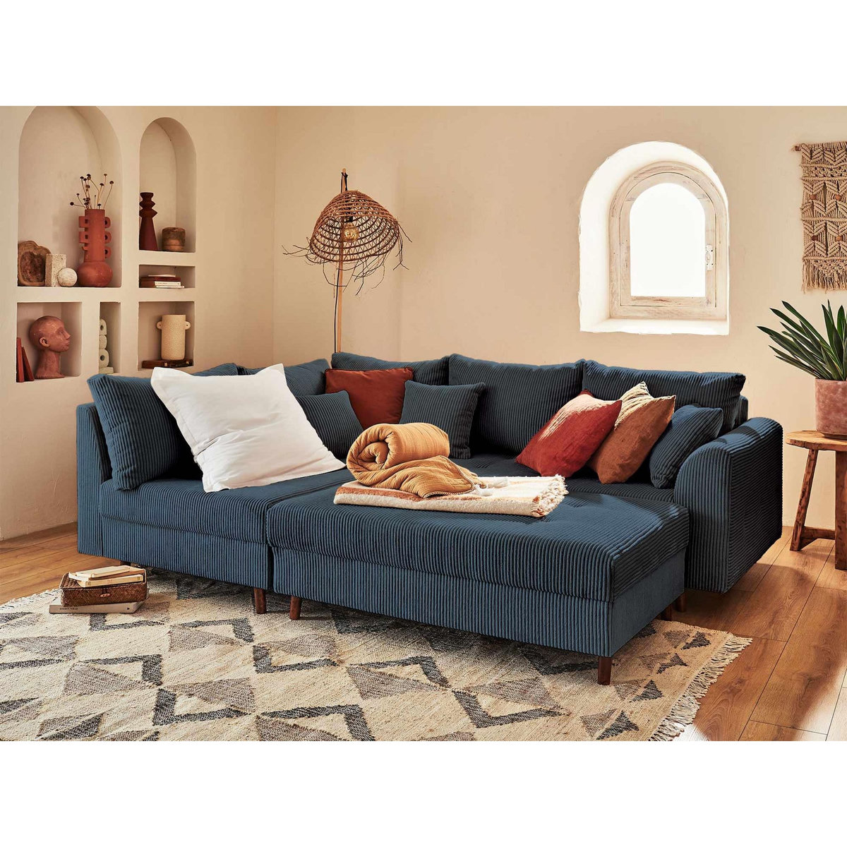 LISA DESIGN Rune - pouf modulable - en velours côtelé