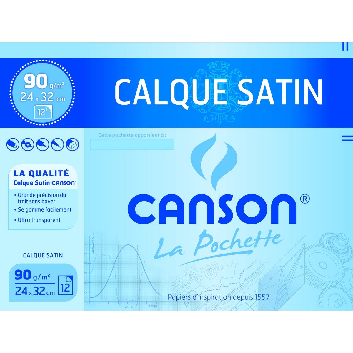 CANSON Pochette calque 24x32cm - 12 feuilles