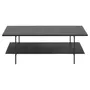 TOILINUX Table basse 2 niveaux en mélaminé et Métal - L. 115 cm x H. 40 cm - Noir