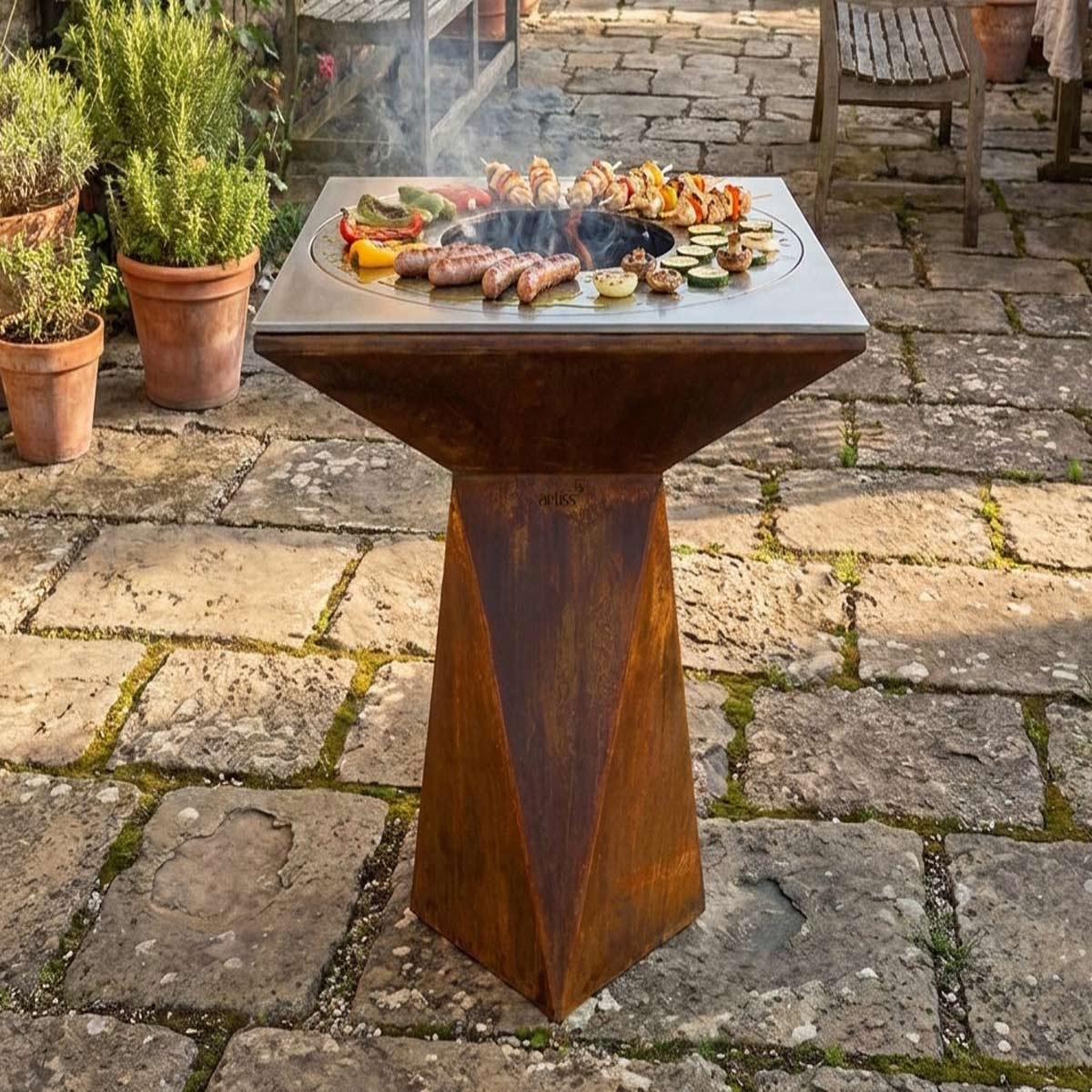 Voir la diapositive 2 : ARTISS DESIGN Brasero G1 Corten plaque acier carbone - Artiss