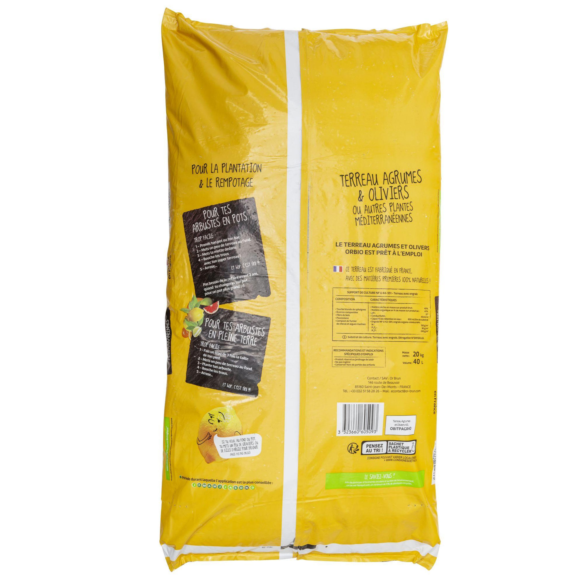 Voir la diapositive 2 : ORBIO Terreau agrumes 40l orbio
