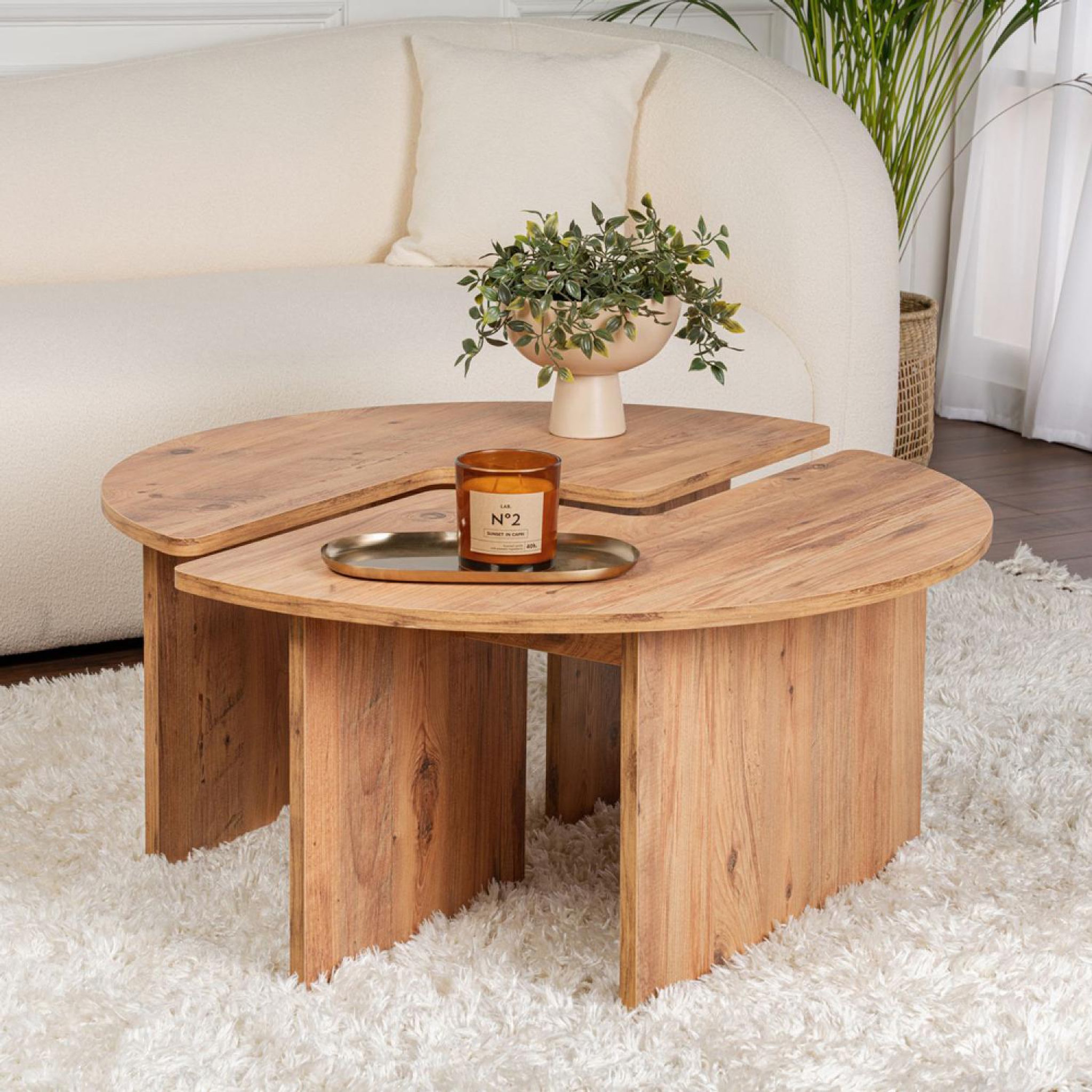 Voir la diapositive 2 : CONCEPT USINE Table basse ronde duo pin atlantique 90cm azus