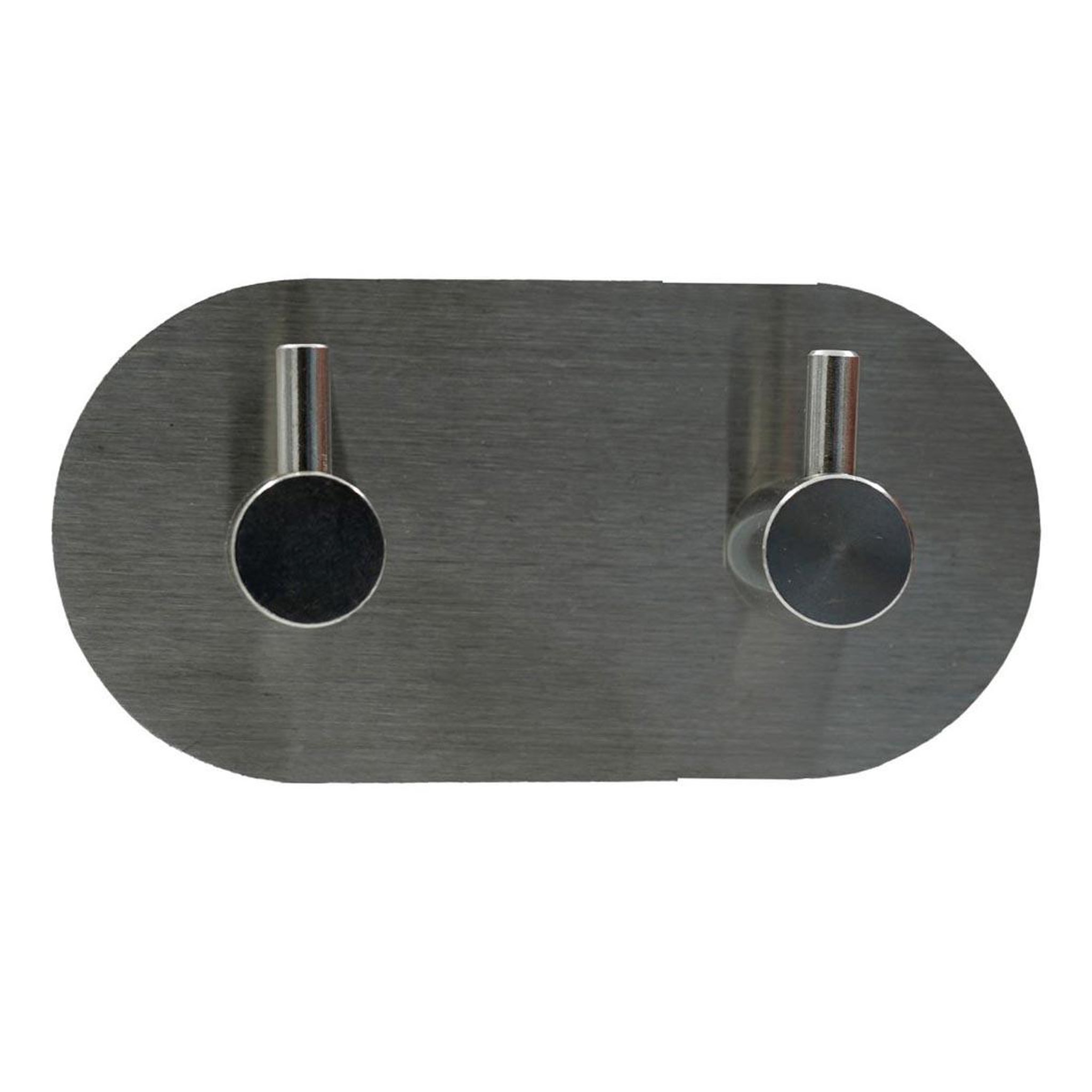 Douceur d'Intérieur Patère adhésive ovale 2 crochets  fixeo  9cm chrome