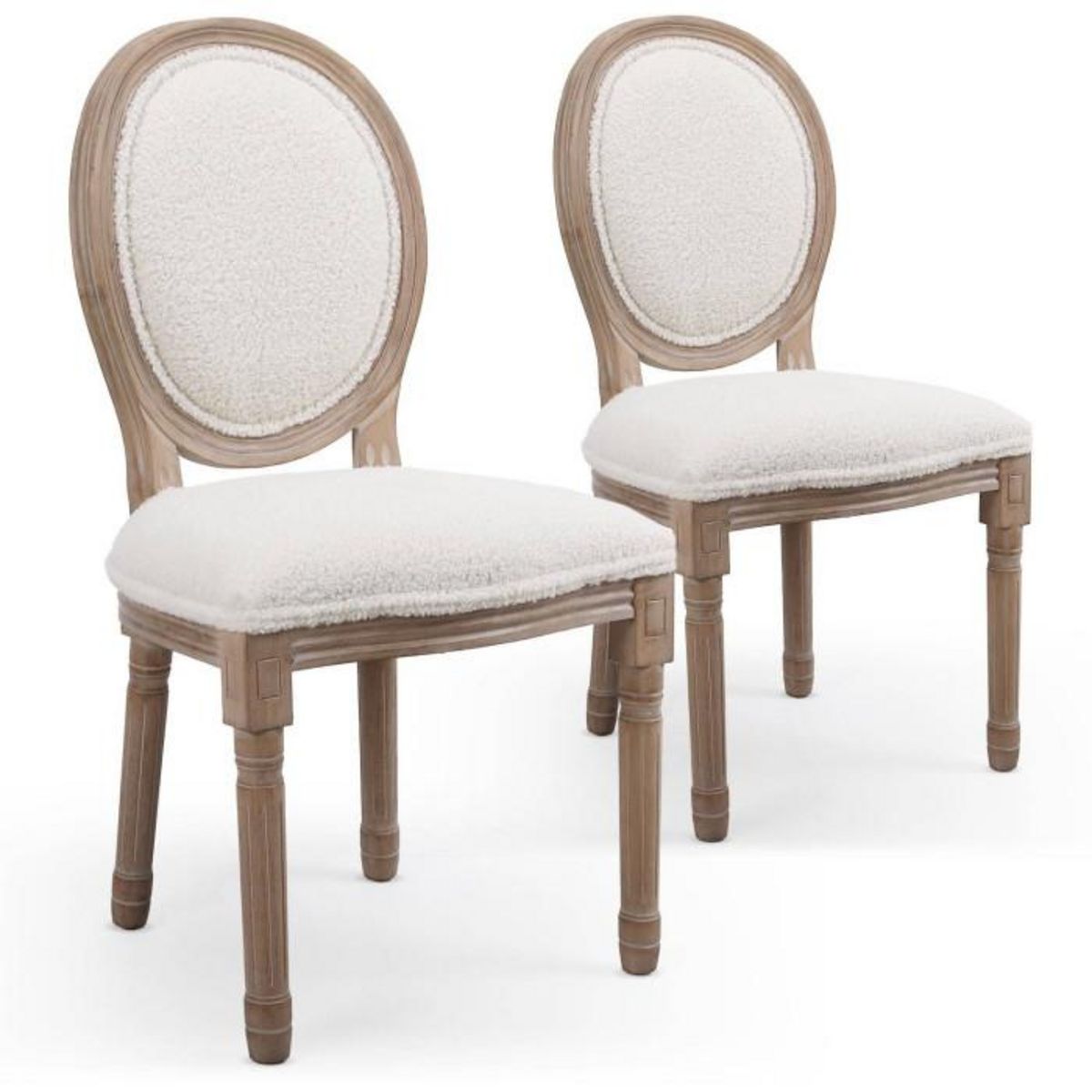 Paris Prix Lot de 2 Chaises Médaillon Design  Versailles  96cm Crème
