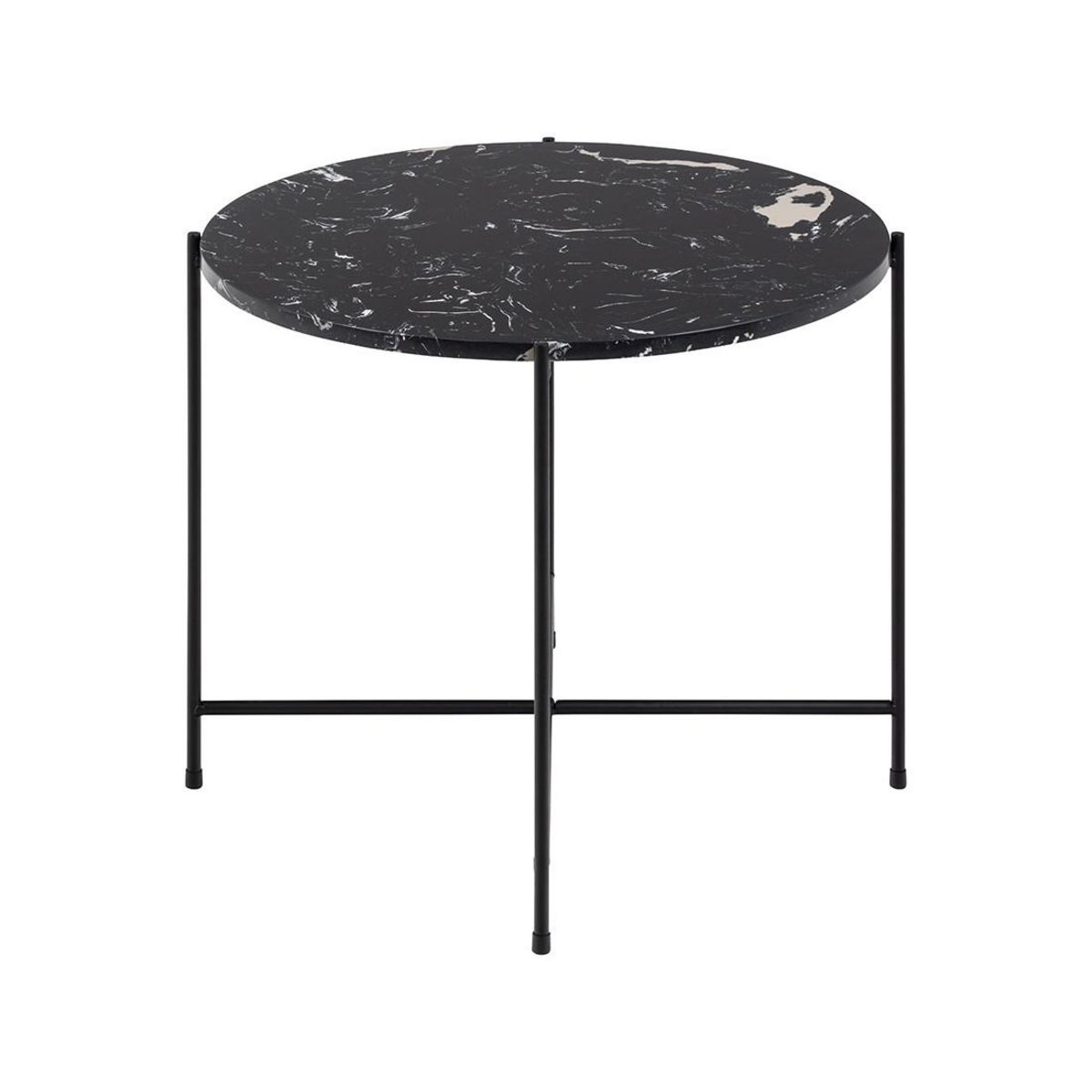 LISA DESIGN Ezaro - table basse ronde - 52 cm - plateau en marbre - pieds en acier