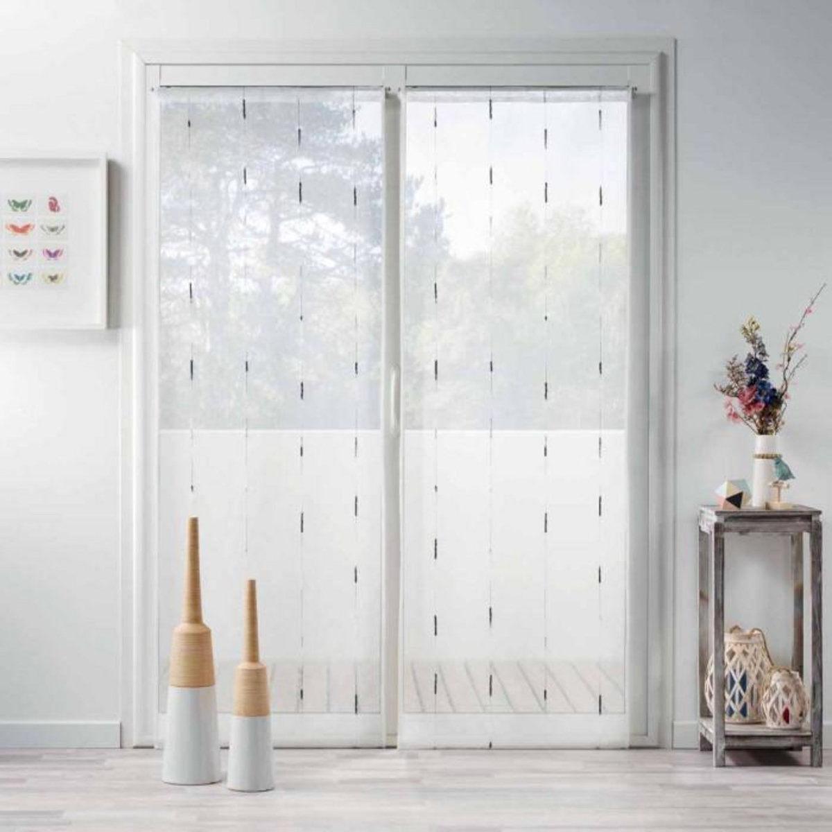 Paris Prix Paire de Voilages  Chenilla  70x200cm Gris