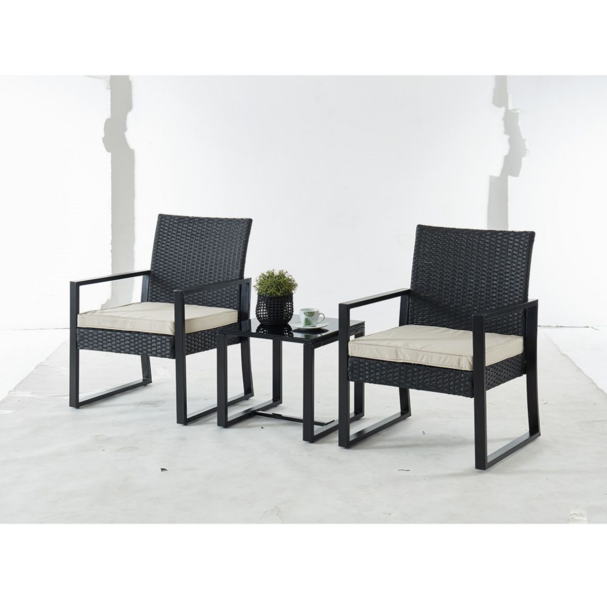 IDCOM Salon bas de jardin en résine 2 personnes PIA