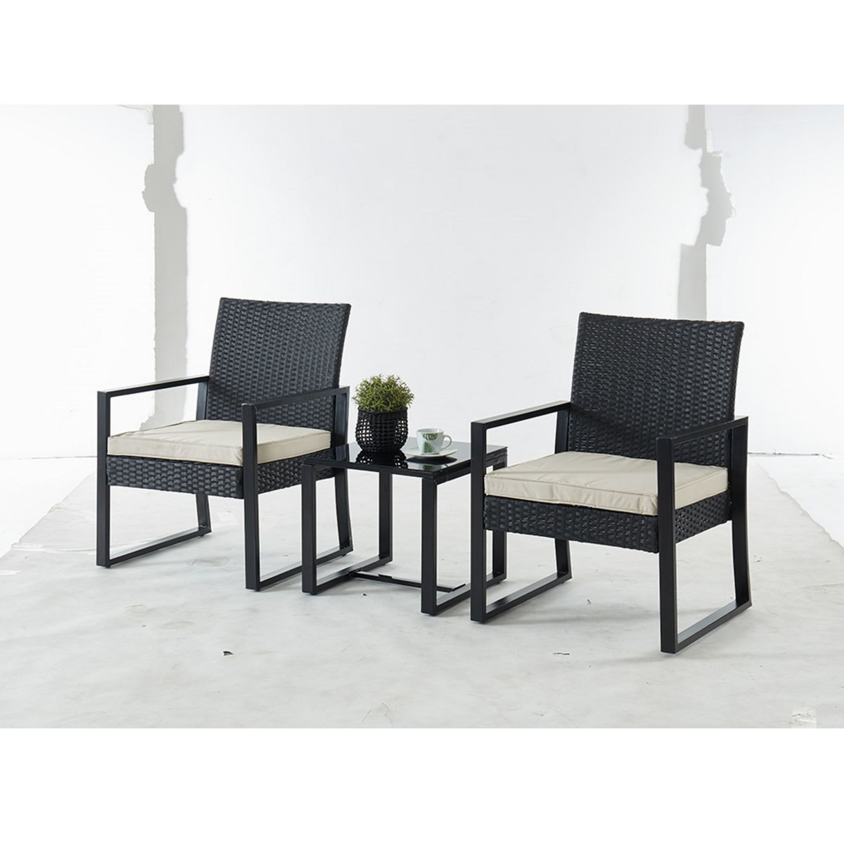 IDCOM Salon bas de jardin en résine 2 personnes PIA