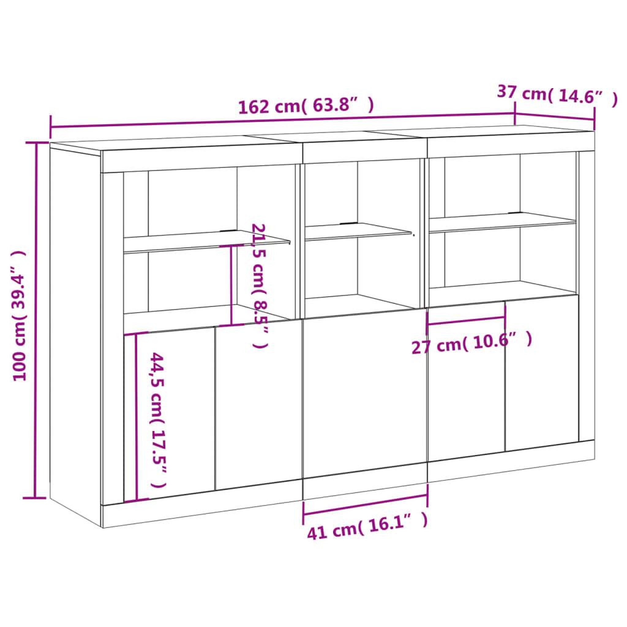 Voir la diapositive 6 : VIDAXL Buffet avec lumieres LED blanc 162x37x100 cm