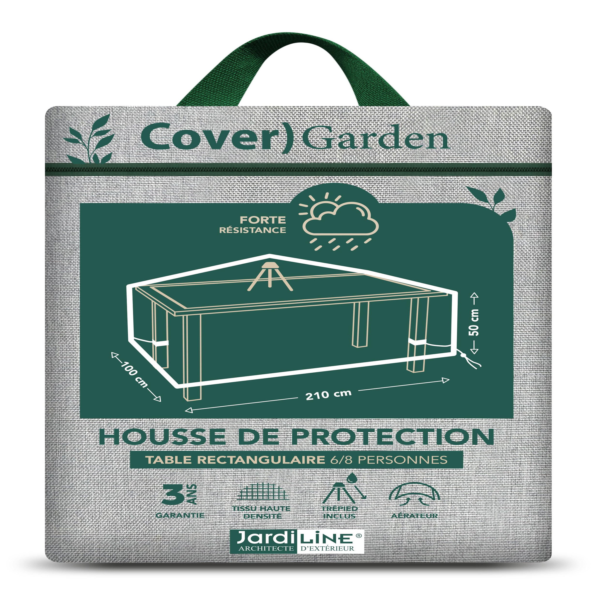 Voir la diapositive 5 : Jardiline Housse TABLE RECTANGULAIRE 6/8 pers. - 210 x 100 x 50 cm -  Cover Garden