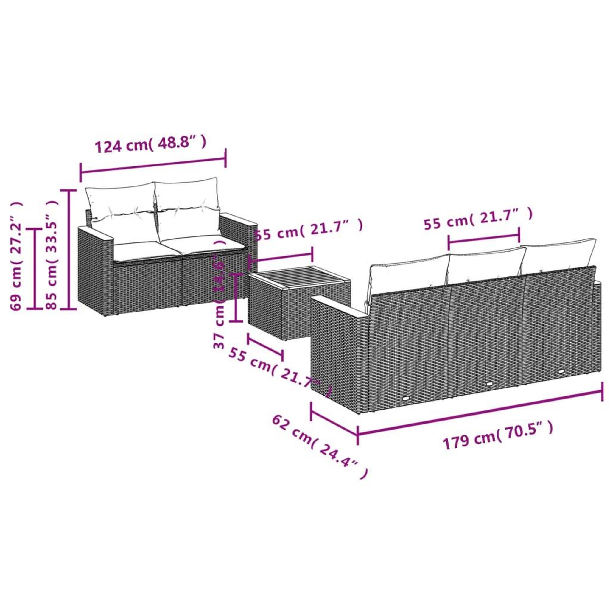 Voir la diapositive 4 : VIDAXL Salon de jardin avec coussins 6 pcs beige resine tressee
