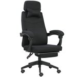 VINSETTO Fauteuil de bureau manager grand confort dossier réglable repose-pied coussin lombaire roulettes 360° lin 62L x 68P x 127H cm noir
