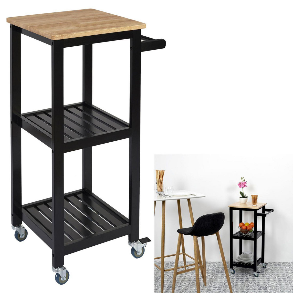 The Home Deco Factory Desserte à roulettes 2 étages