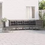 VIDAXL Salon de jardin 6 pcs avec coussins Gris Resine tressee