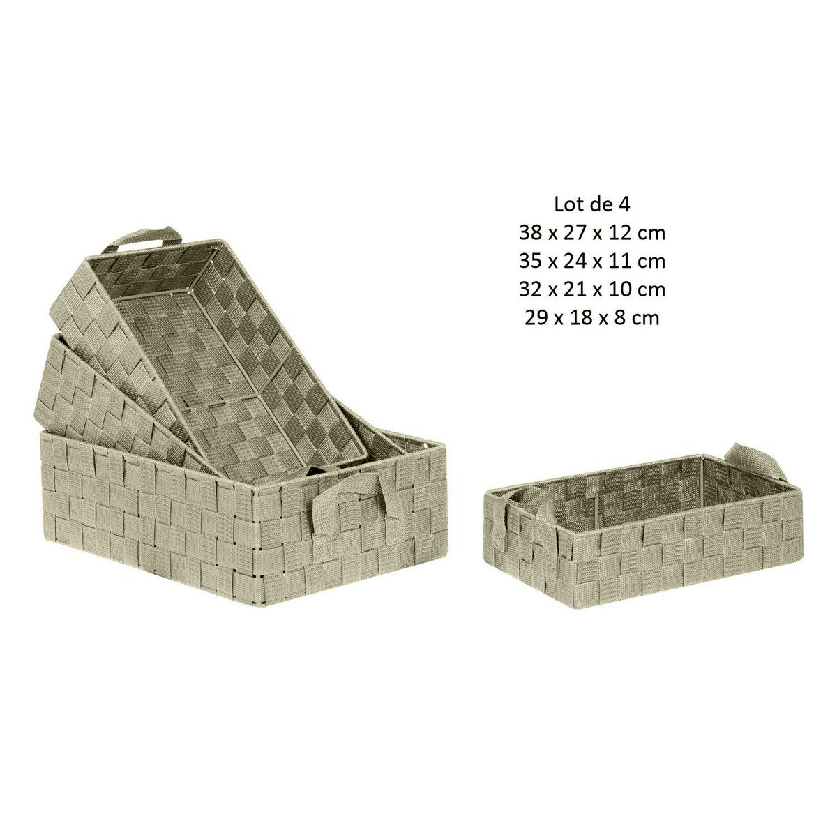 TOILINUX Lot de 4 Paniers avec 2 sangles en Polypropylène et Métal