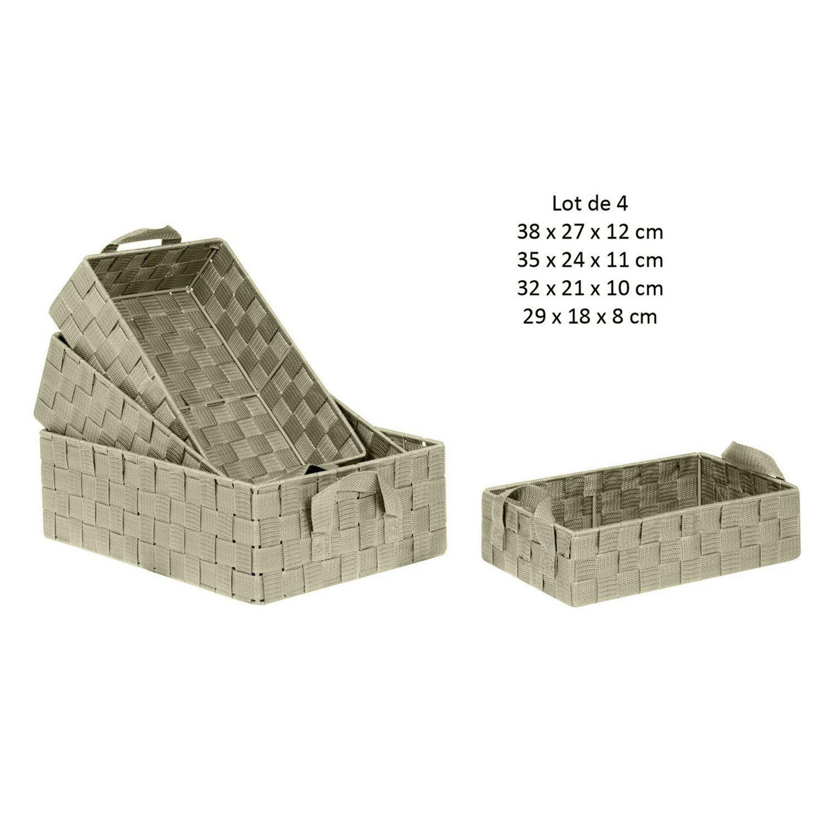 TOILINUX Lot de 4 Paniers avec 2 sangles en Polypropylène et Métal