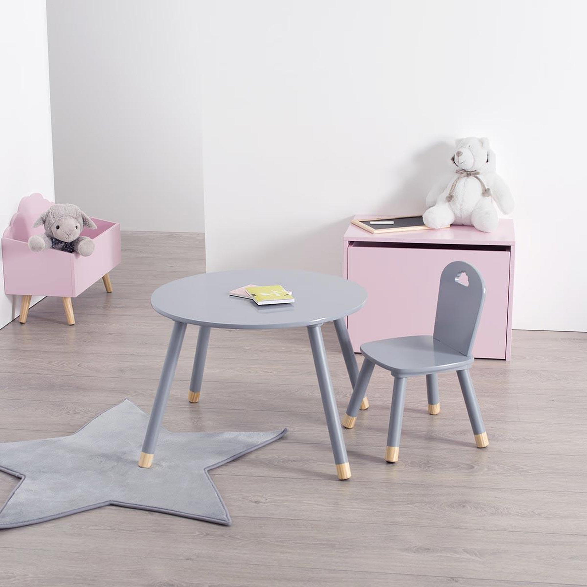 Voir la diapositive 4 : Atmosphera Kids Table enfant design  douceur  60cm gris