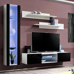 Paris Prix Meuble TV Mural Design  Fly XIX  210cm Noir & Blanc