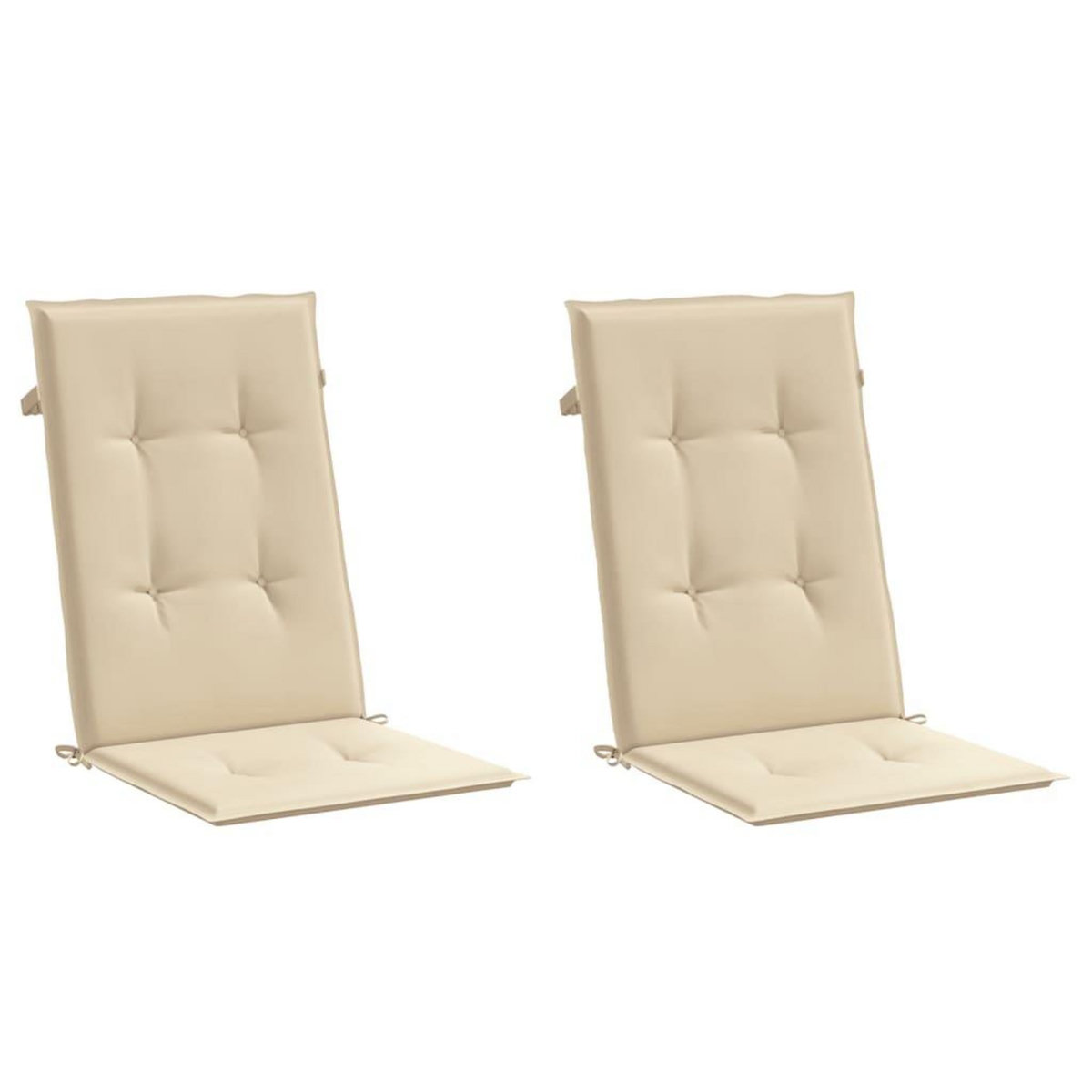 VIDAXL Coussins de chaise de jardin dossier haut lot de 2 beige tissu