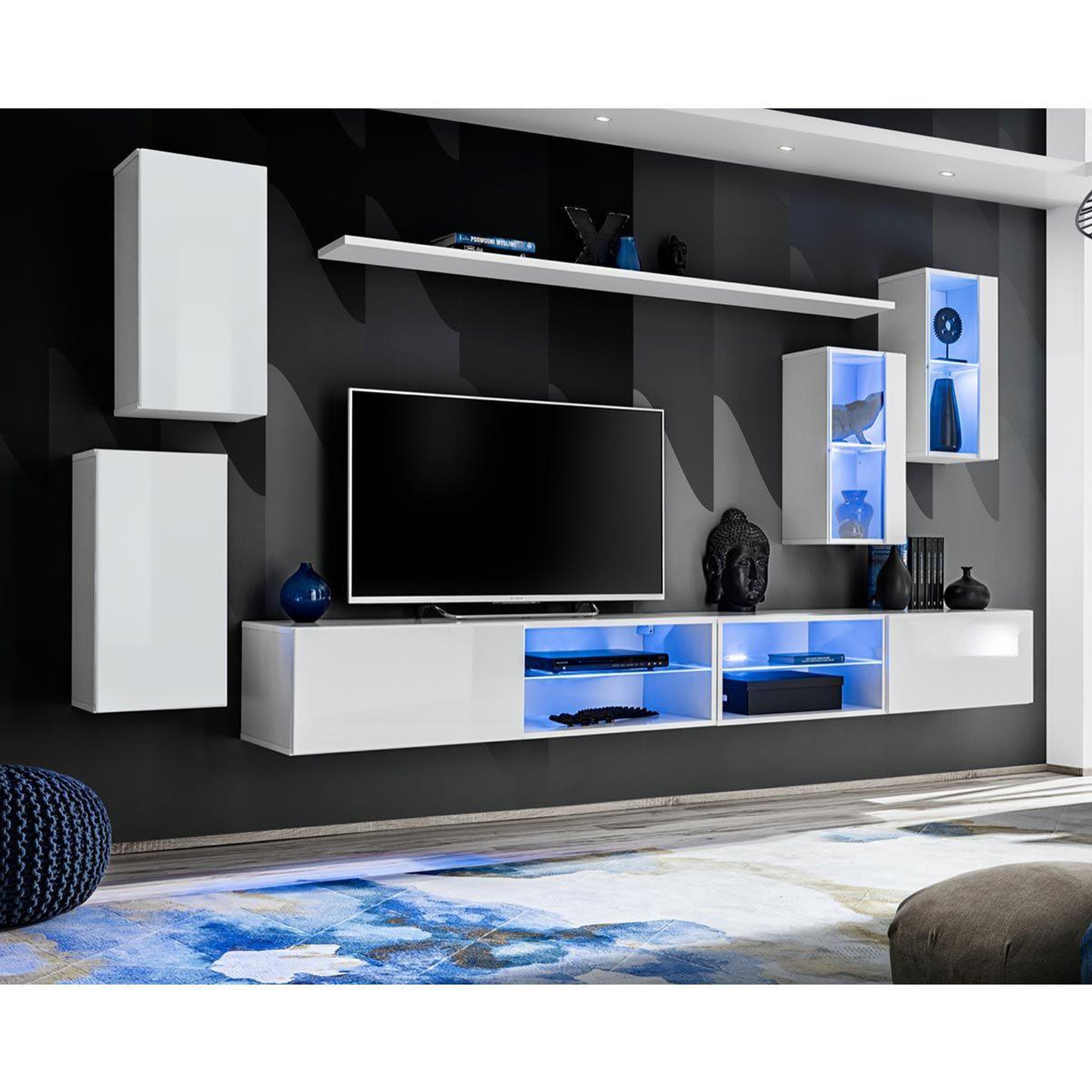 Paris Prix Ensemble meuble tv design  switch xxv  280cm blanc