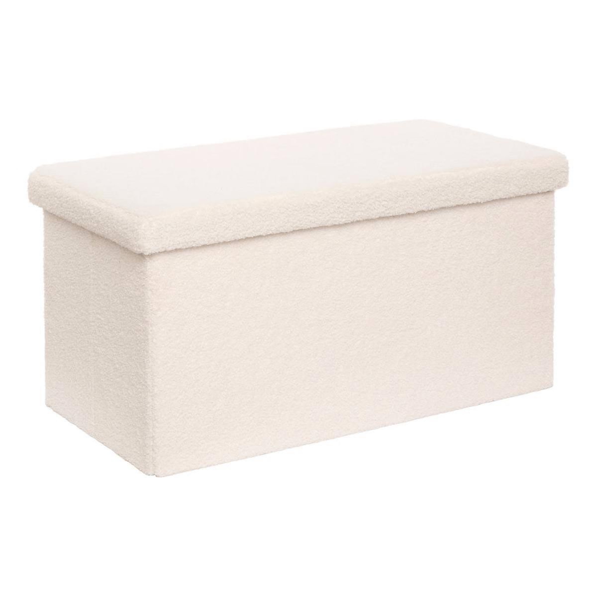 ATMOSPHERA Pouf coffre double bouclette  jaiko  76cm blanc