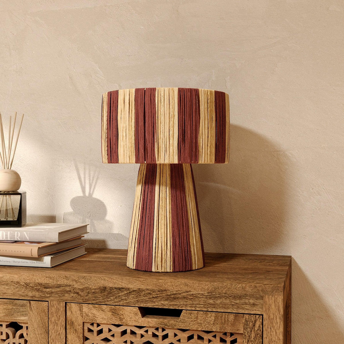 Rendez vous déco Lampe rayée terracotta en feuille de palmier-Soléa