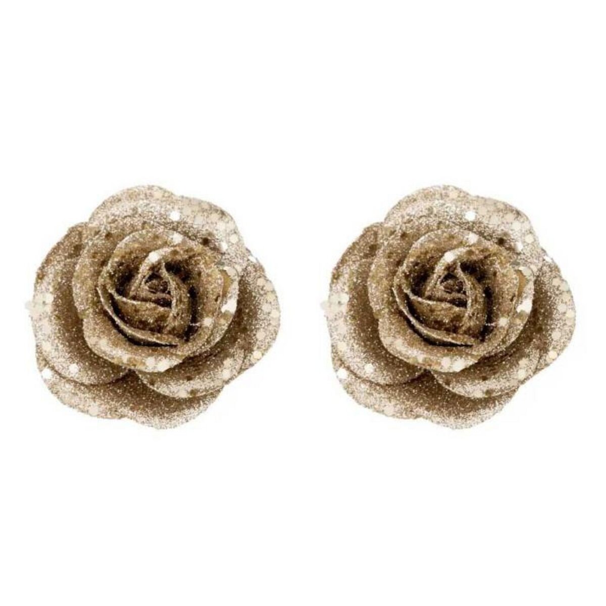 ATMOSPHERA Lot de 2 Sujets de Noël Pailletés  Roses  6cm Or