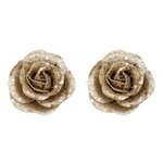 ATMOSPHERA Lot de 2 Sujets de Noël Pailletés  Roses  6cm Or