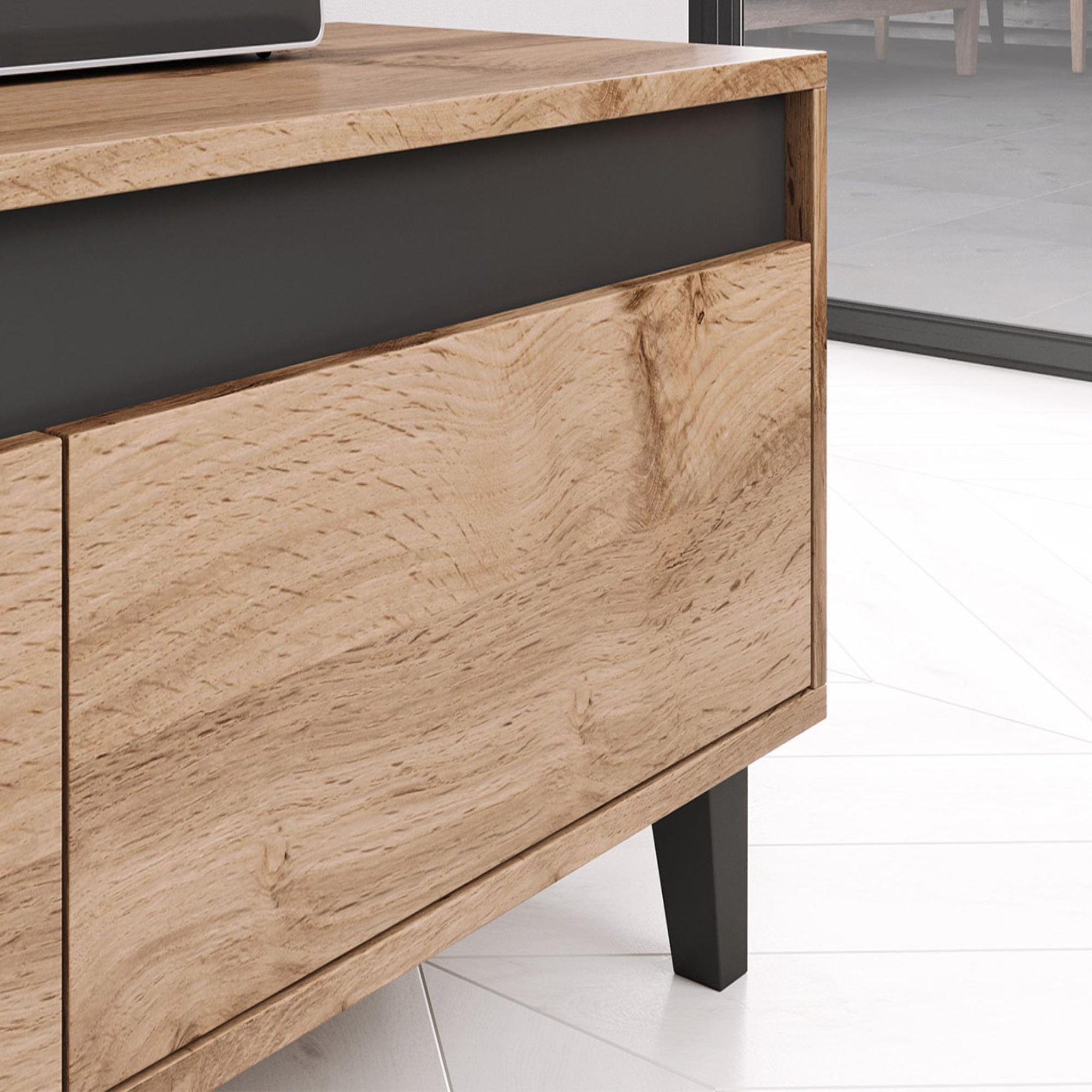 Voir la diapositive 3 : BEST MOBILIER Lord - meuble tv - effet bois et noir - 185 cm - style industriel