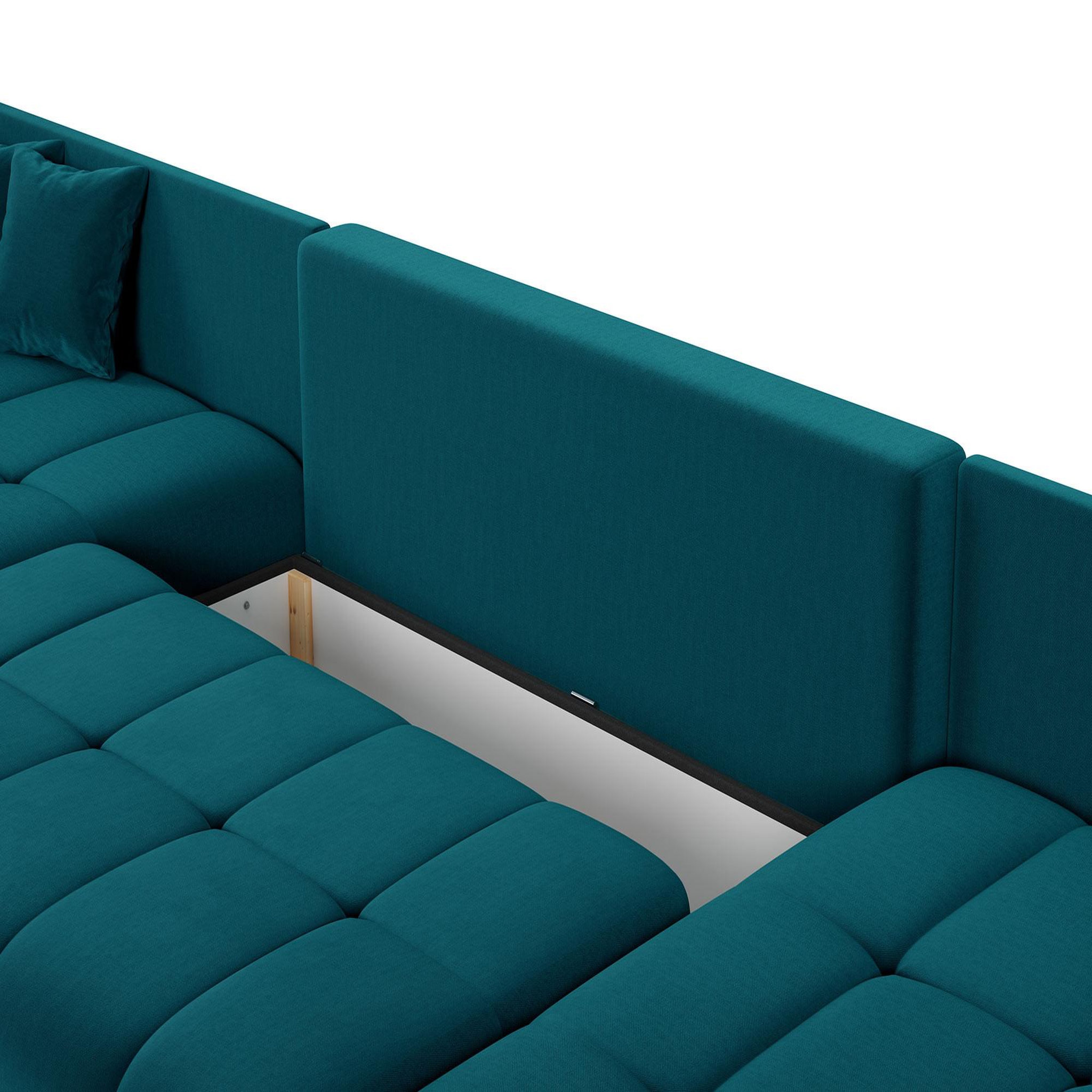 Voir la diapositive 3 : BEST MOBILIER Petra - canapé panoramique en u - 7 places - convertible - avec coffre - en velours