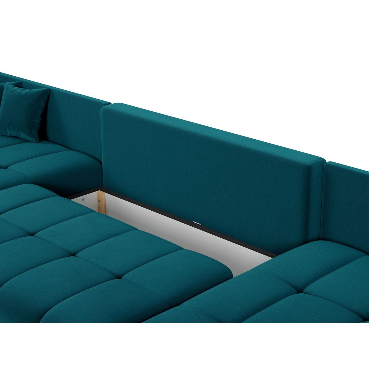 BEST MOBILIER Petra - canapé panoramique en u - 7 places - convertible - avec coffre - en velours