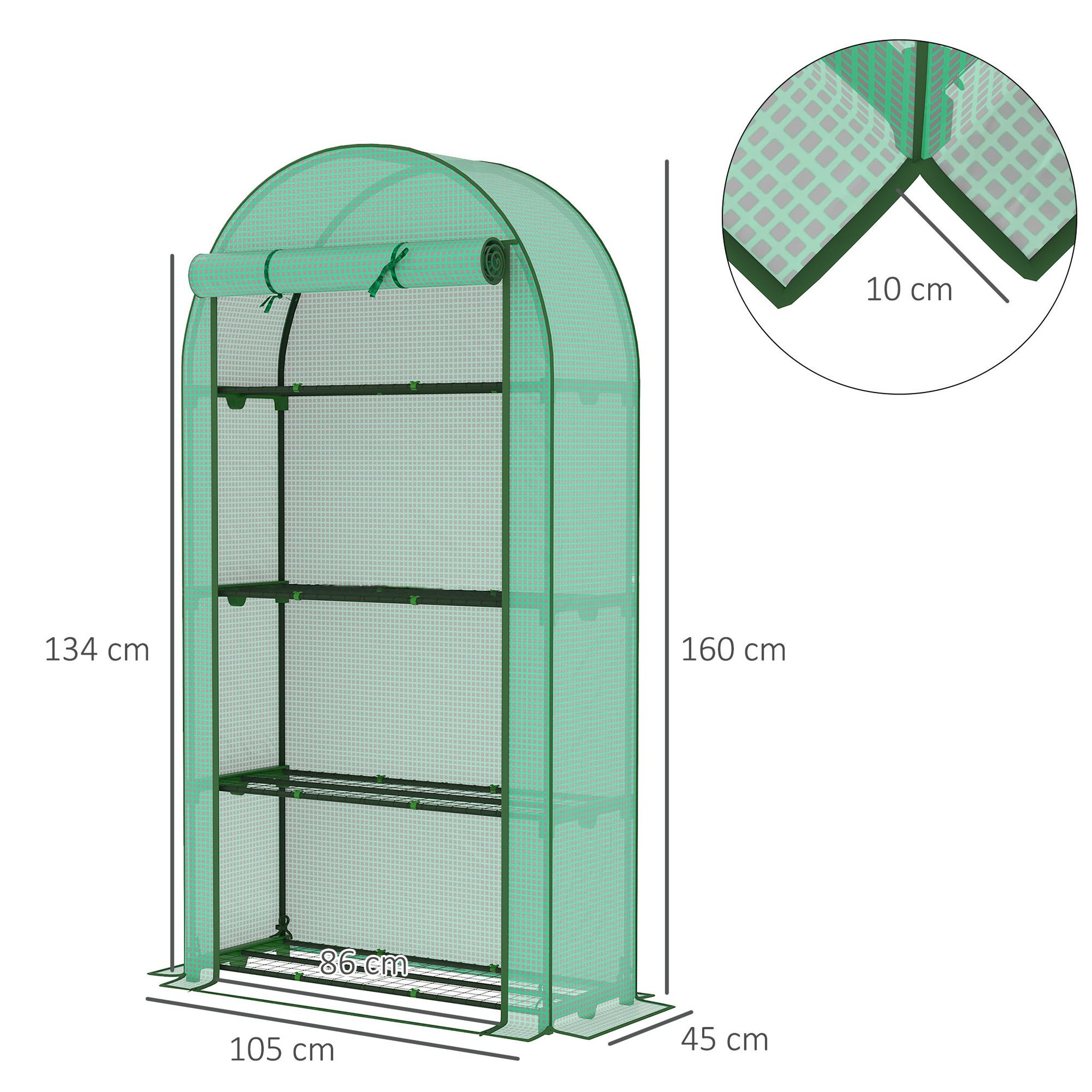 Voir la diapositive 3 : OUTSUNNY Serre de balcon jardin 4 étagères 105 x 45 x 160 cm vert