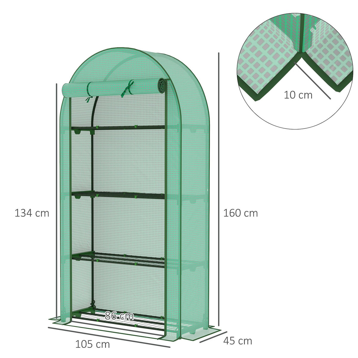 OUTSUNNY Serre de balcon jardin 4 étagères 105 x 45 x 160 cm vert