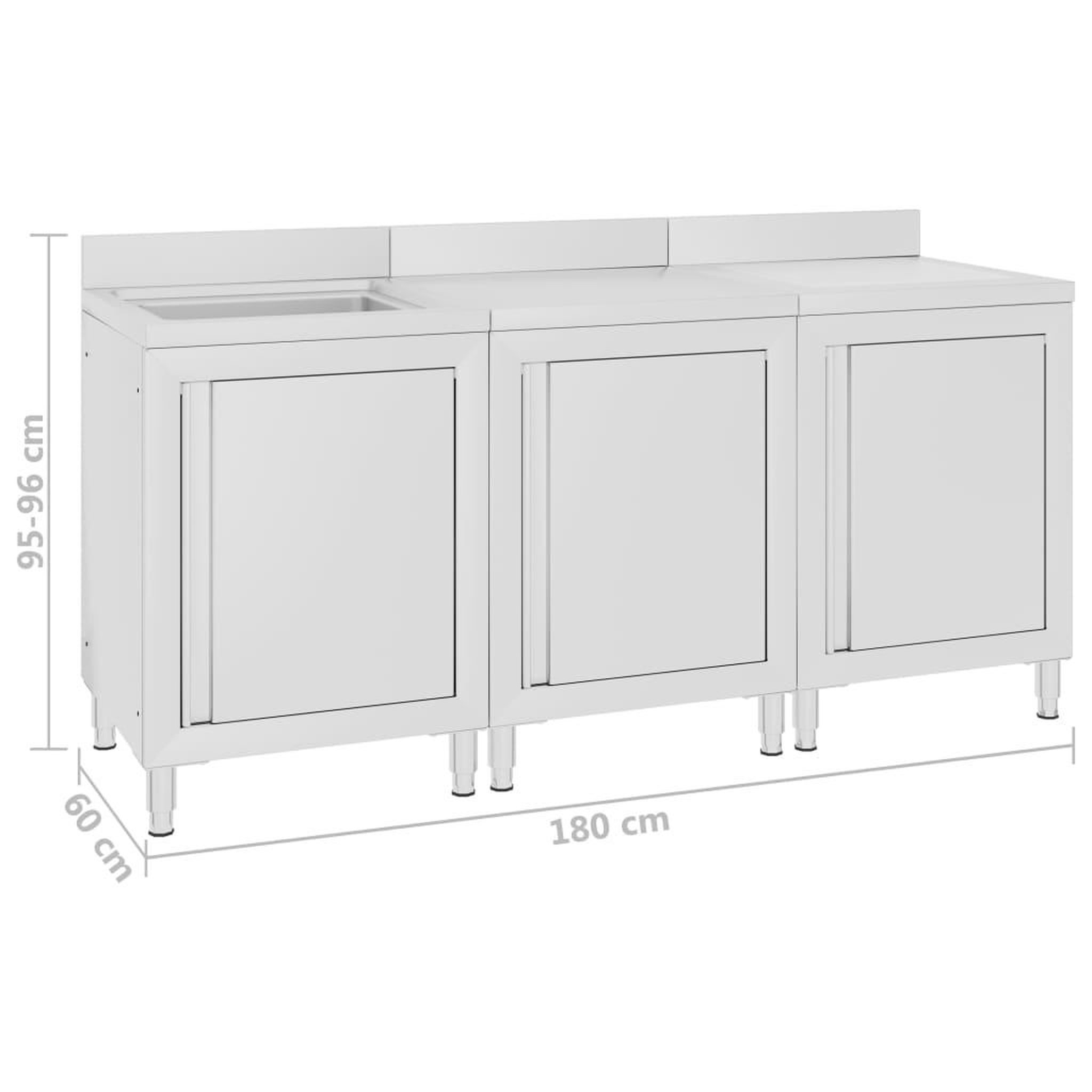 Voir la diapositive 6 : VIDAXL Evier de cuisine commercial 180x60x96 cm Acier inoxydable