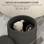 Voir la diapositive 5 : HOMCOM Pouf repose-pied tabouret design avec coffre de rangement velours côtelé acier brossé doré