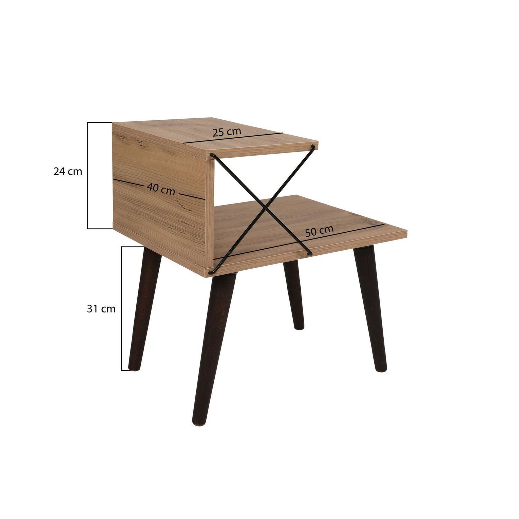 Voir la diapositive 3 : TOILINUX Table d'appoint en bois et métal nino