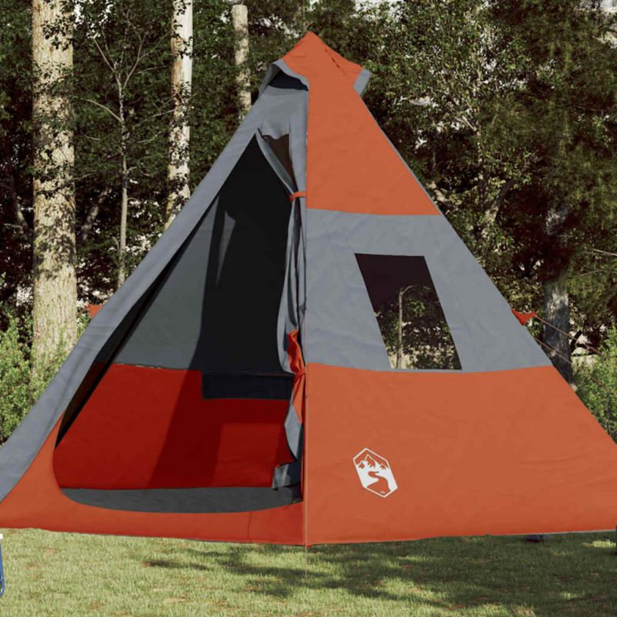 VIDAXL Tente de camping tipi 7 personnes gris et orange imperméable
