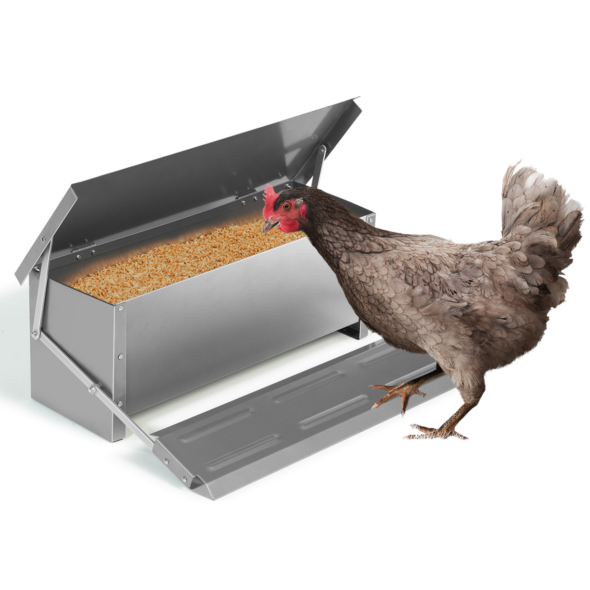 ID MARKET Mangeoire xxl pour poules distributeur automatique à pédale en acier 10 kg