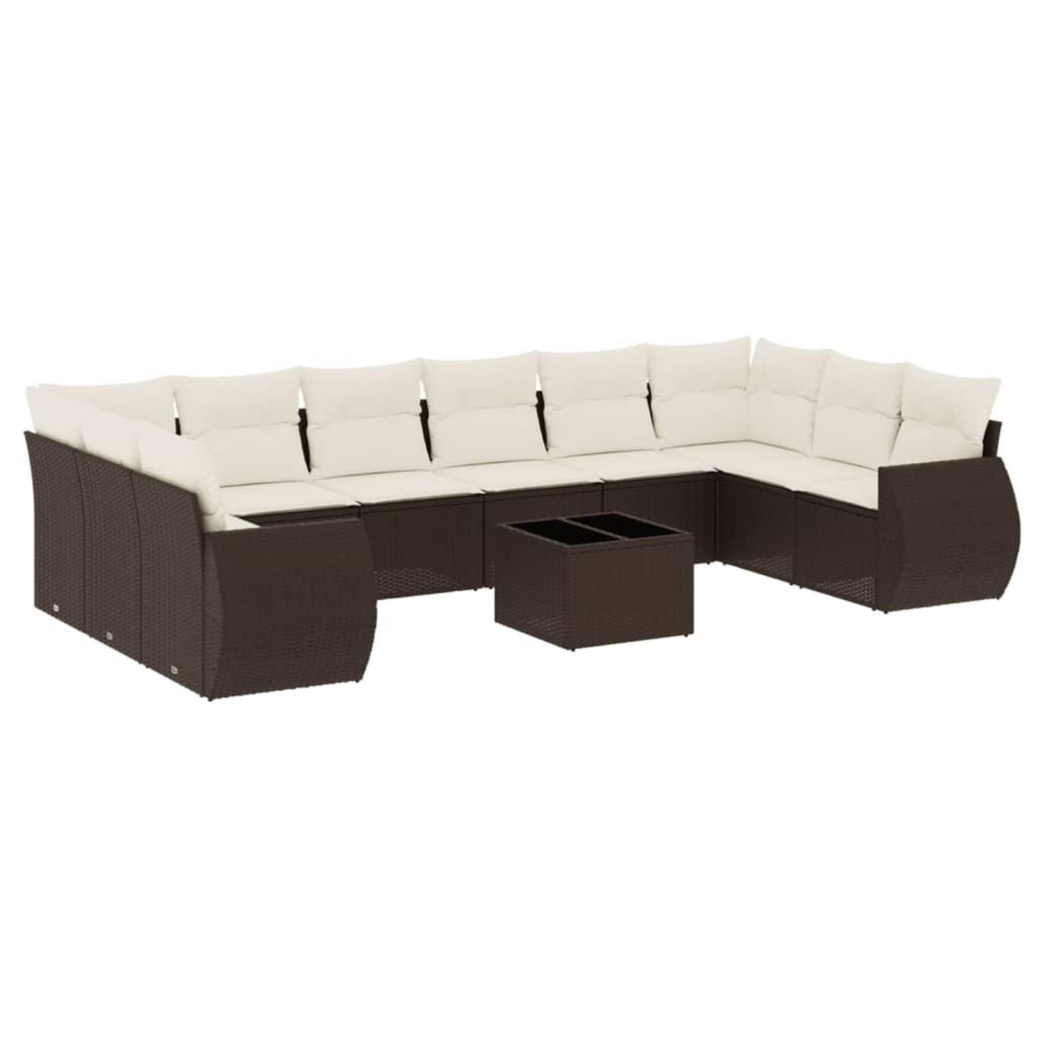 Voir la diapositive 2 : VIDAXL Salon de jardin et coussins 11 pcs marron resine tressee