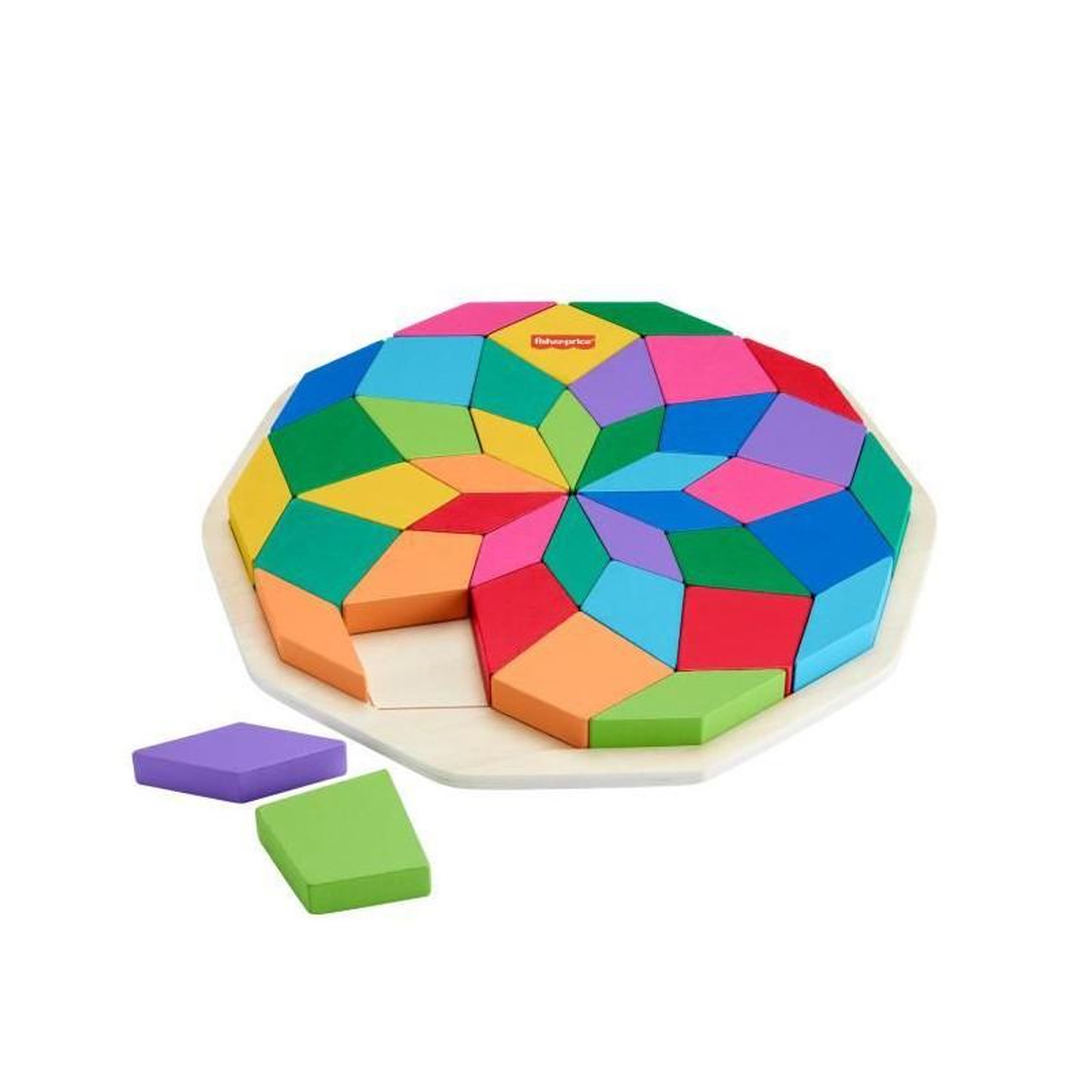 Voir la diapositive 4 : FISHER PRICE Puzzle 40 pièces Mandala bois motif géométrique – Puzzle enfant éducatif – Fisher-Price – HXT94