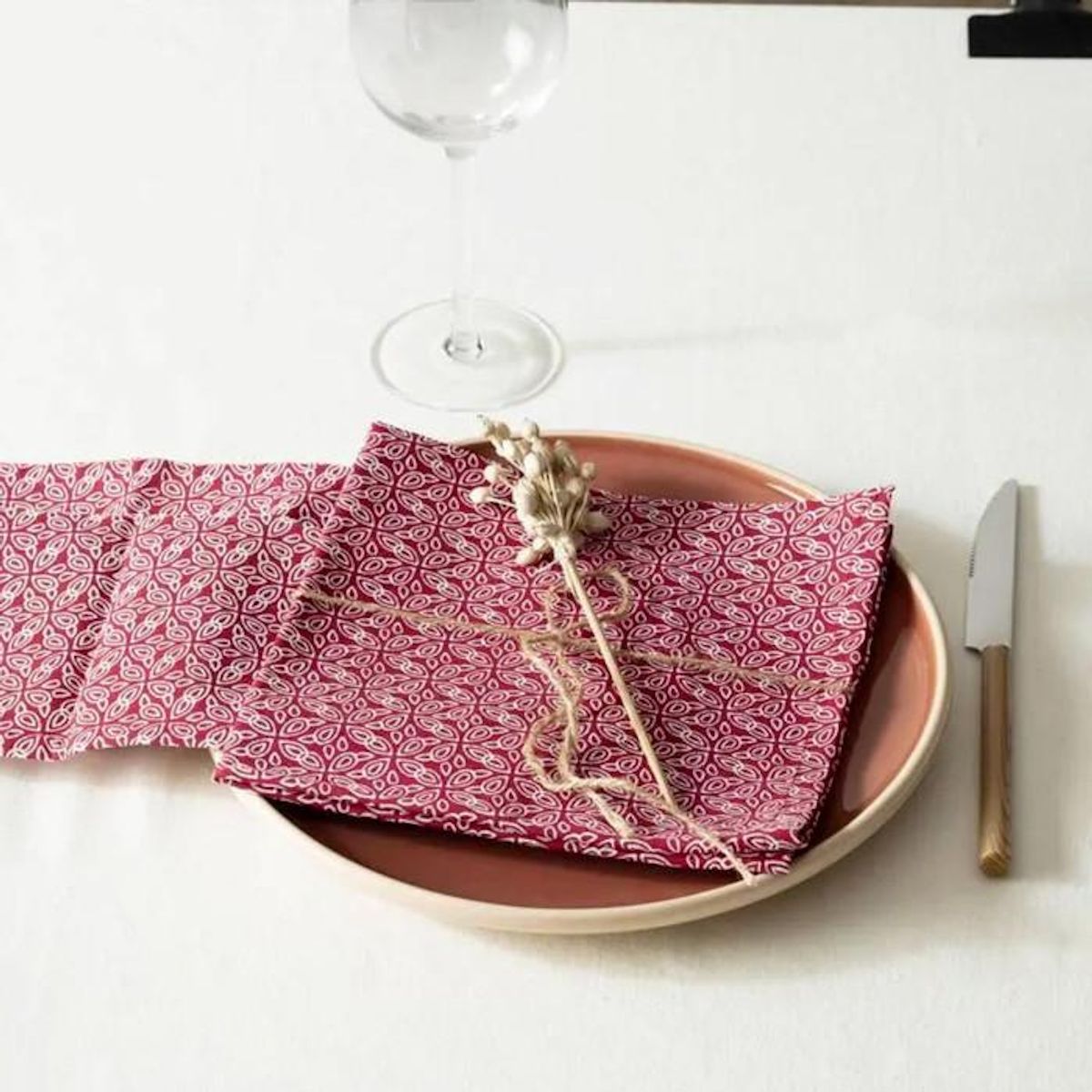 ATMOSPHERA Lot de 4 Serviettes de Table  Olia  40x40cm Rouge