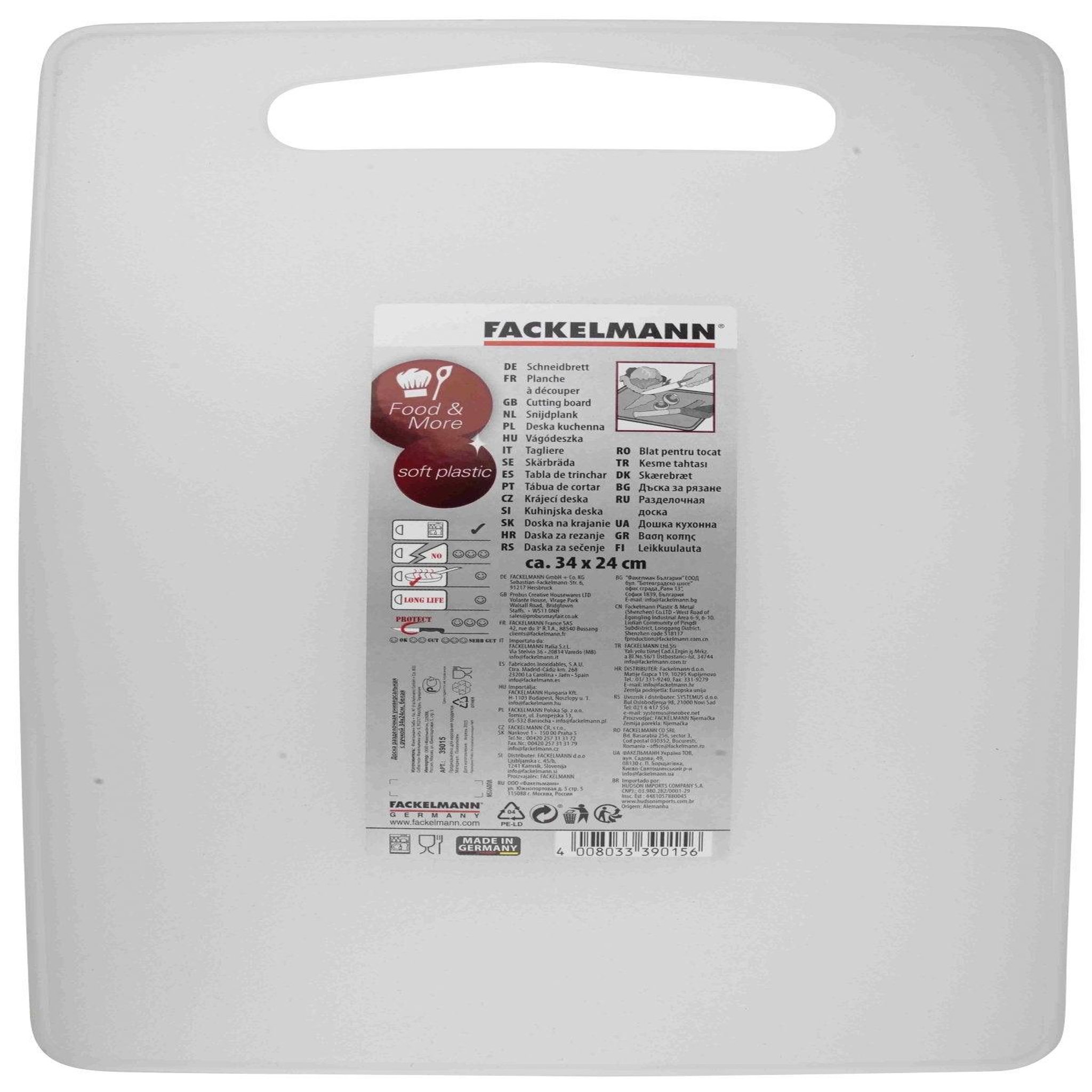 Voir la diapositive 4 : Fackelmann Planche à découper en plastique 34 x 24 cm fackelmann basic