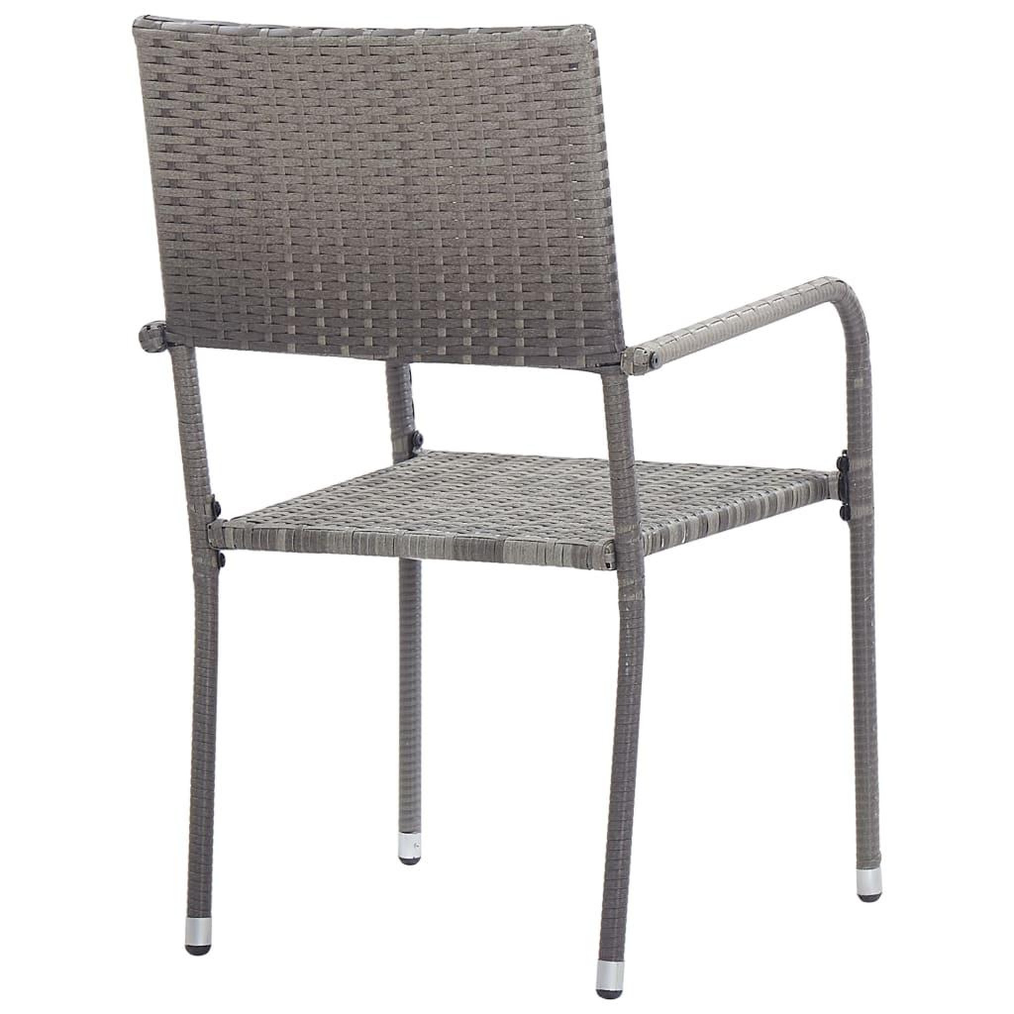 Voir la diapositive 5 : VIDAXL Ensemble a manger de jardin 3 pcs Resine tressee Gris