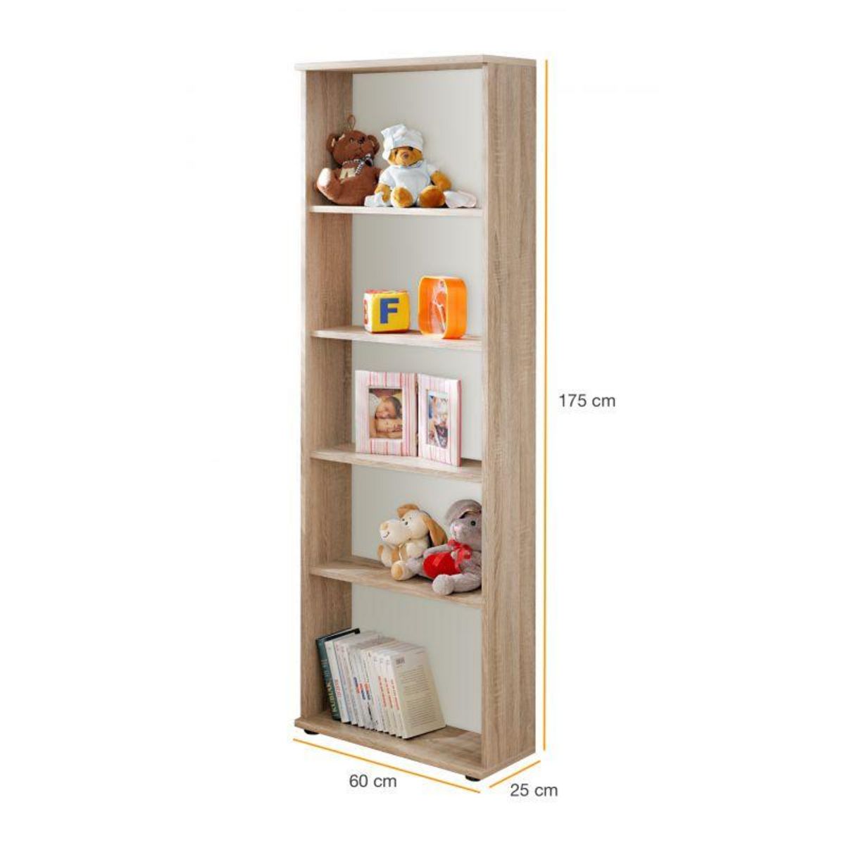 Paris Prix Bibliothèque 4 Niveaux  Dino  175cm Chêne & Blanc