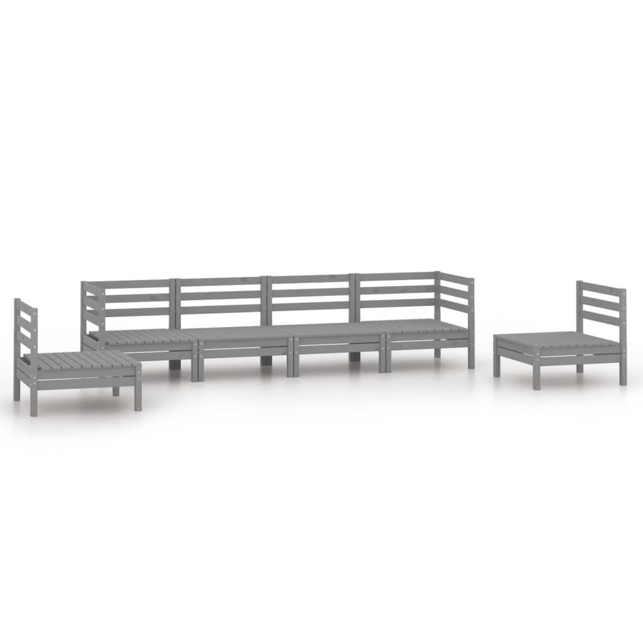Voir la diapositive 2 : VIDAXL Salon de jardin 6 pcs Gris Bois de pin massif