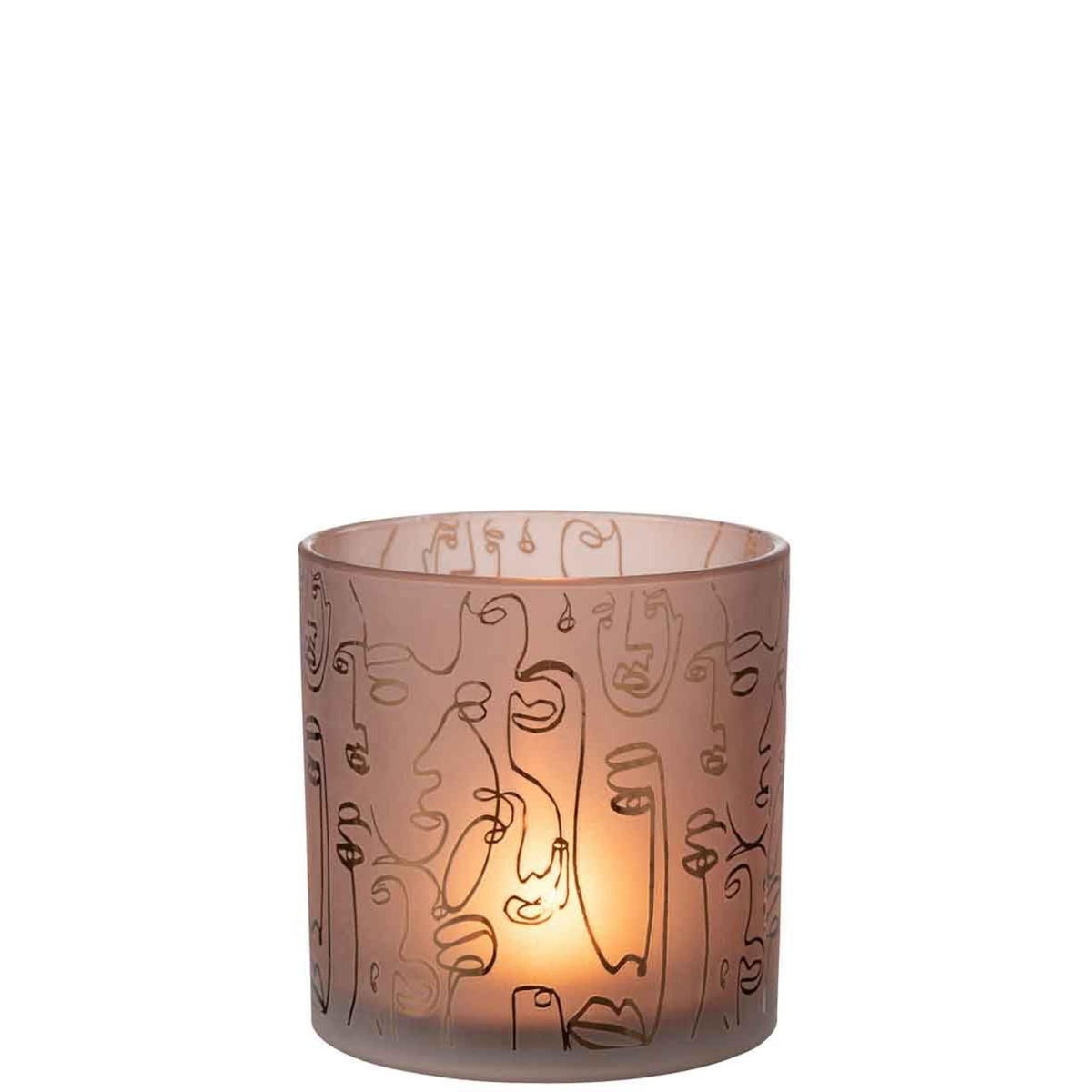 Paris Prix Photophore en Verre  Happy Faces  15cm Terracotta